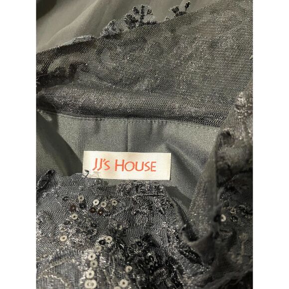 JJ's House evening dress lace one shoulder black festive formal wedding women M - Picture 7 of 8